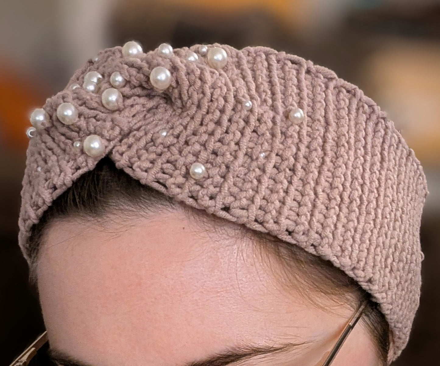 Wrapped up- Wide Crocheted Beaded Headband