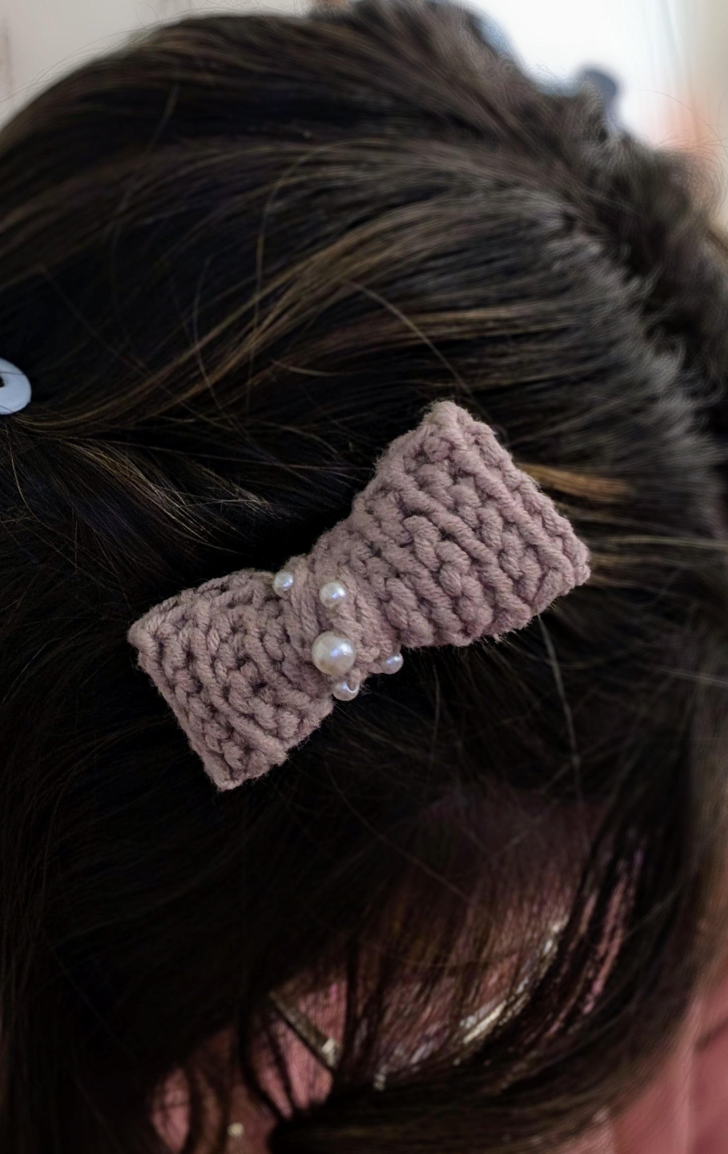 Marie - Crocheted and Beaded Mini Bow Bobby Pin