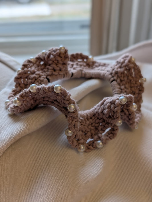 Grand Pas De Deux - Ruffled Pearl Accent Jumbo Scrunchie