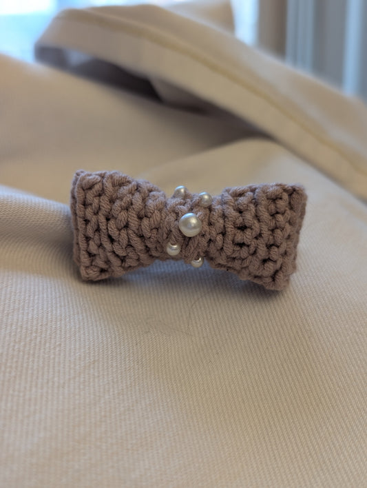 Marie - Crocheted and Beaded Mini Bow Bobby Pin