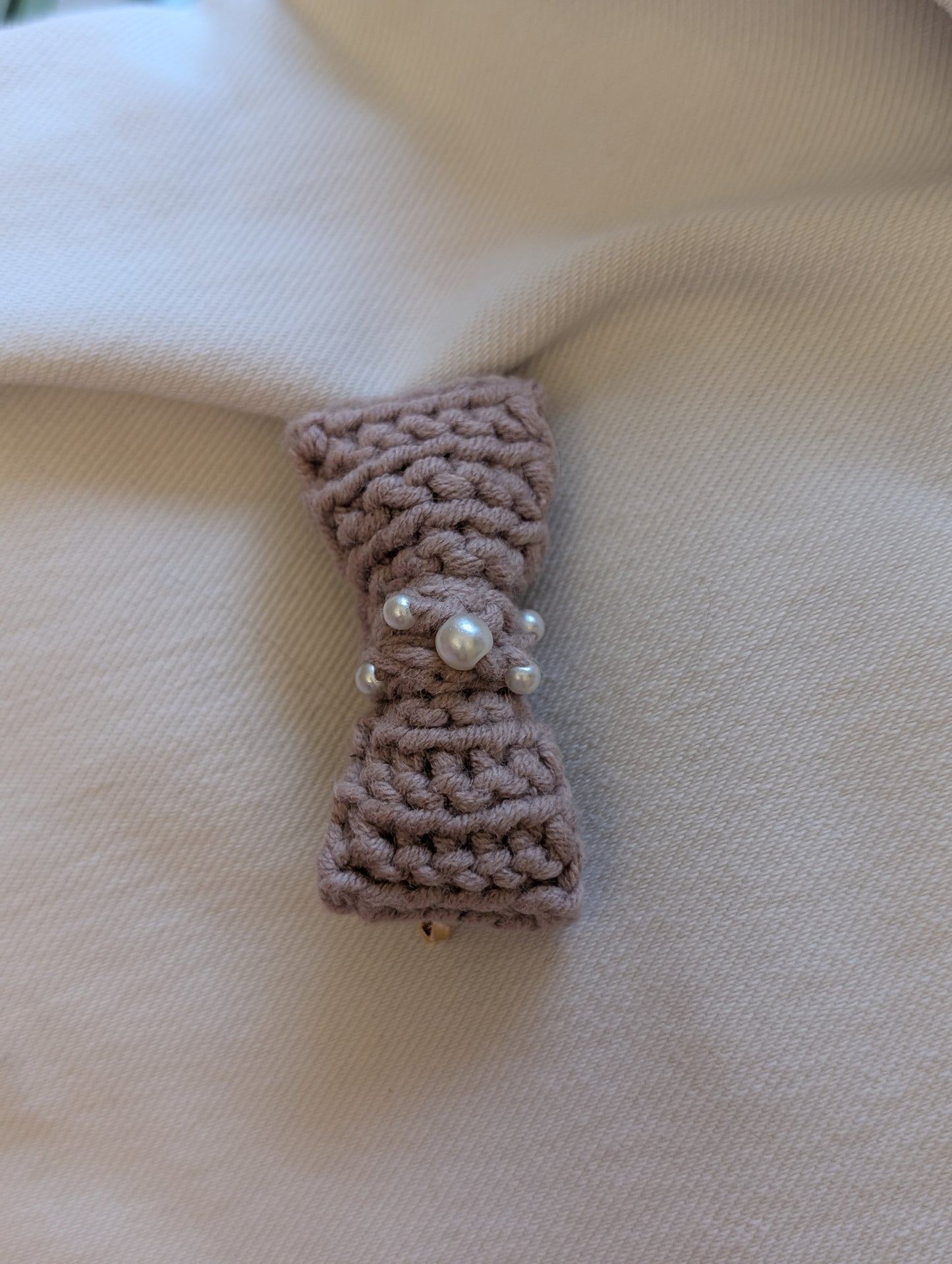 Marie - Crocheted and Beaded Mini Bow Bobby Pin