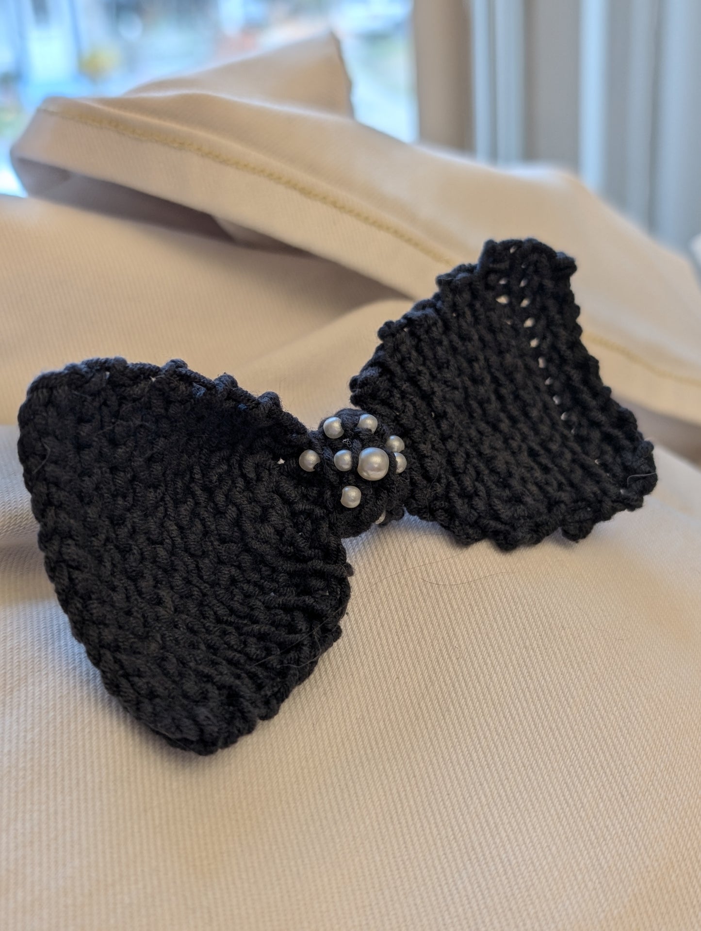 Coda - Crocheted and Beaded Large Bow Barrette